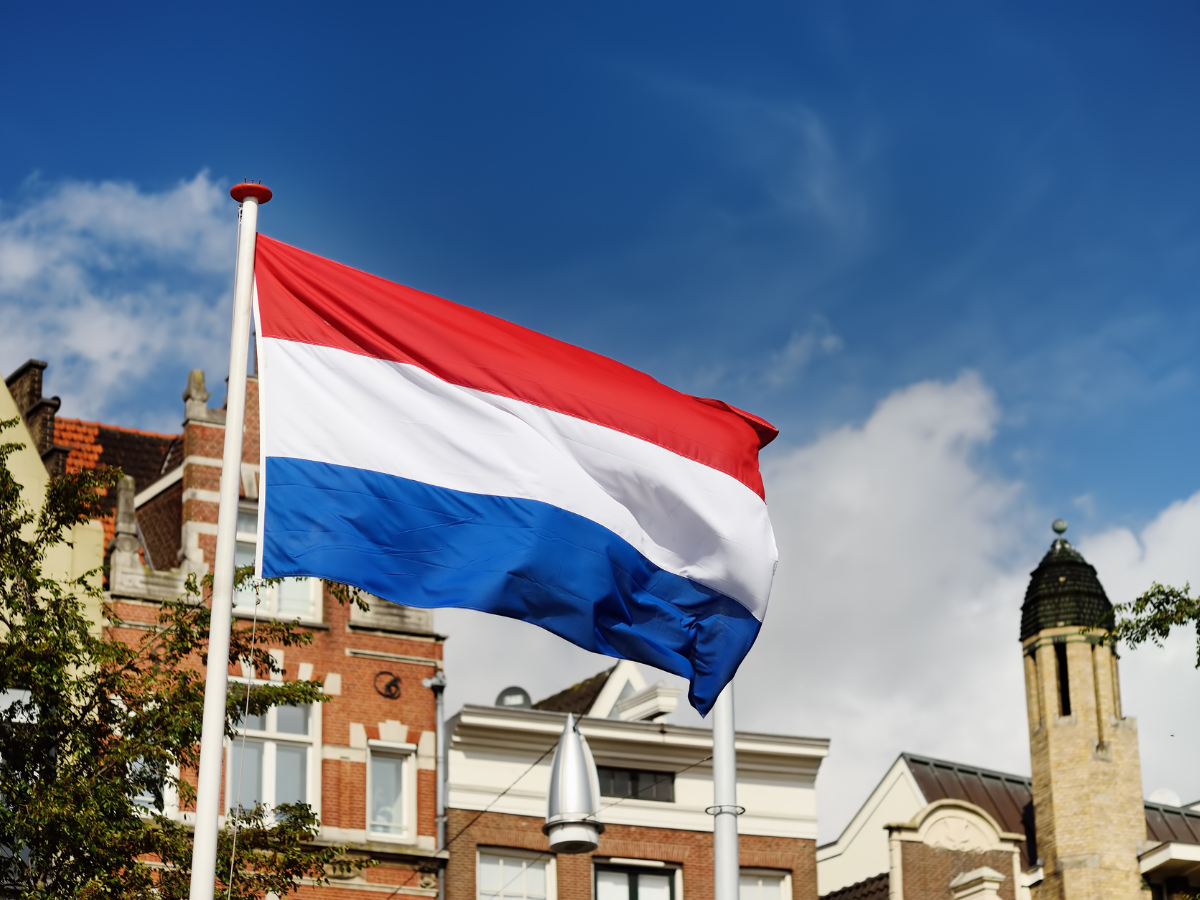 Flag of the netherlands flying