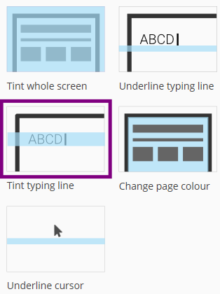 Screen masking can include tinting the whole screen with a colour, underlining the typing line, tinting across the typing line, changing the colour of the page being read or worked on, or underlining the mouse cursor.