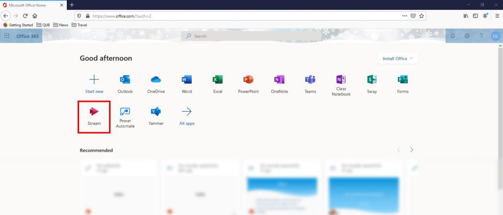 office 365 apps landing page