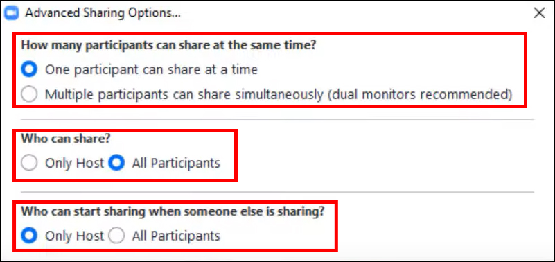 Zoom - Advanced sharing options