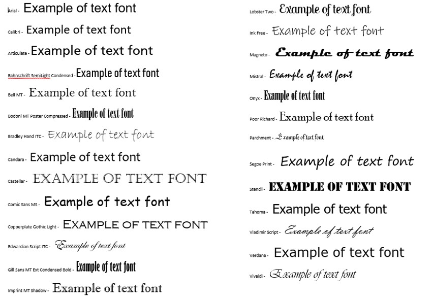 Font examples