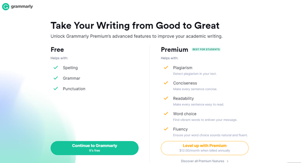 Grammarly - Free vs Premium features
