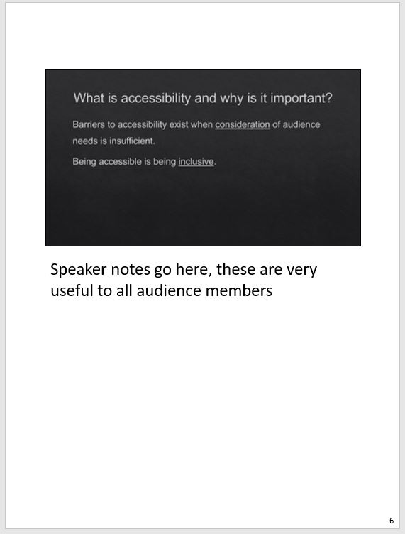 MS PowerPoint - speaker notes