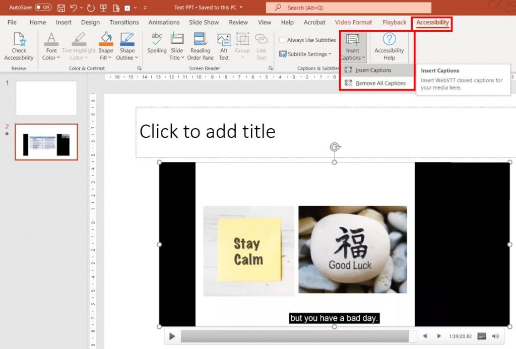 PowerPoint - Inserting Captions