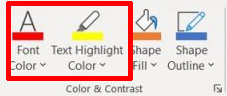 PowerPoint Font Colour and Text Highlight Colour icons