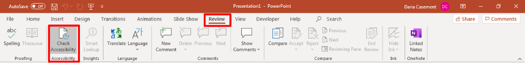 PowerPoint - Check Accessibility
