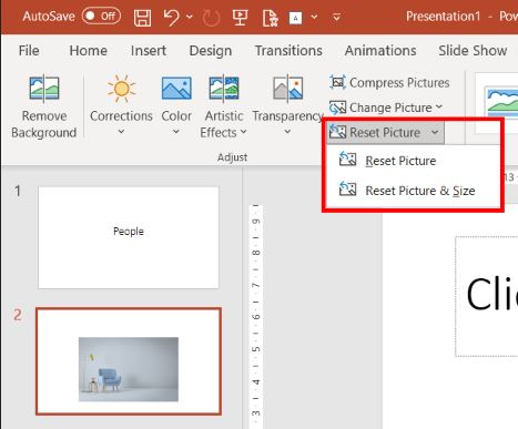 PowerPoint - Reset Picture and Size options