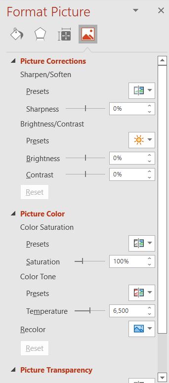 PowerPoint - Picture Format panel