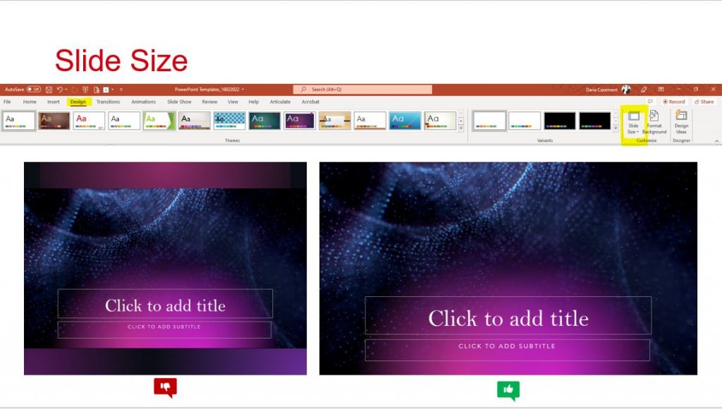PowerPoint example of 4:3 and 16:9 sized slides. Use 16:9