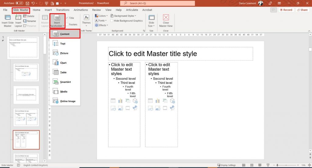 PowerPoint - Amending Master Slide Template