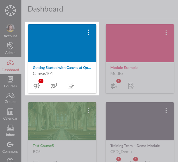 screenshot of Getting Started with Canvas course on Canvas dashboard
