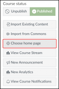 Select 'Choose home page' option