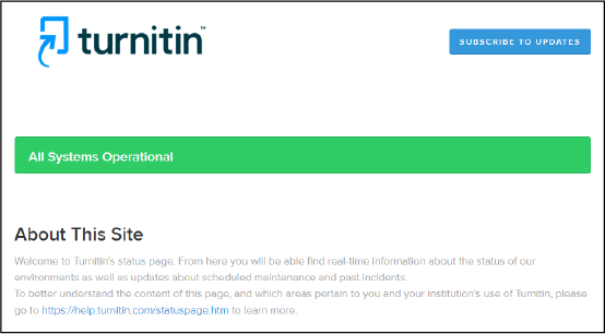 Figure 10 - Example screenshot of Turnitin status page