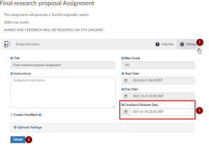 screenshot of feedback release date