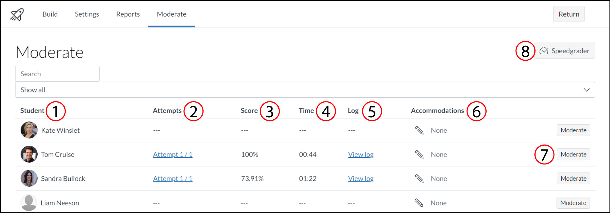 Overview of Moderation tab in New Quizzes