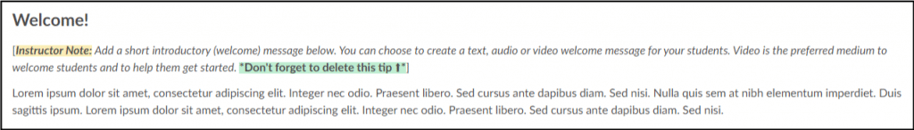 Example instructor notes