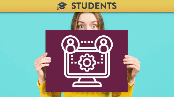 Woman holding up a card with the Jisc icon for Digital Communication