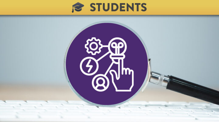 Keyboard and magnifying glass with the Jisc icon for Digital Creation