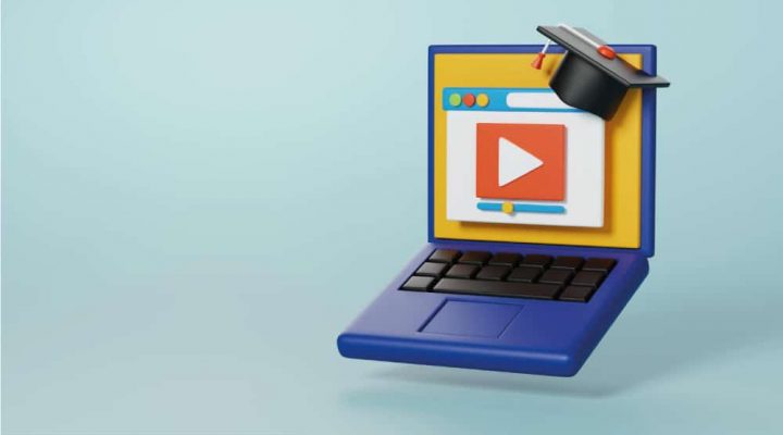 ELearning Evolution 3D Icon of Virtual Classroom and Online Video Instruction