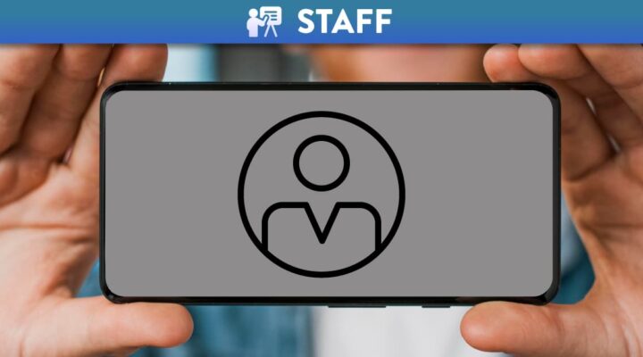 Person holding phone sideways with the Jisc icon for ICT Proficiency