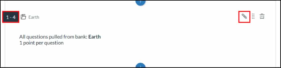 Question group imported from an item bank