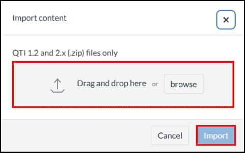 Import content window