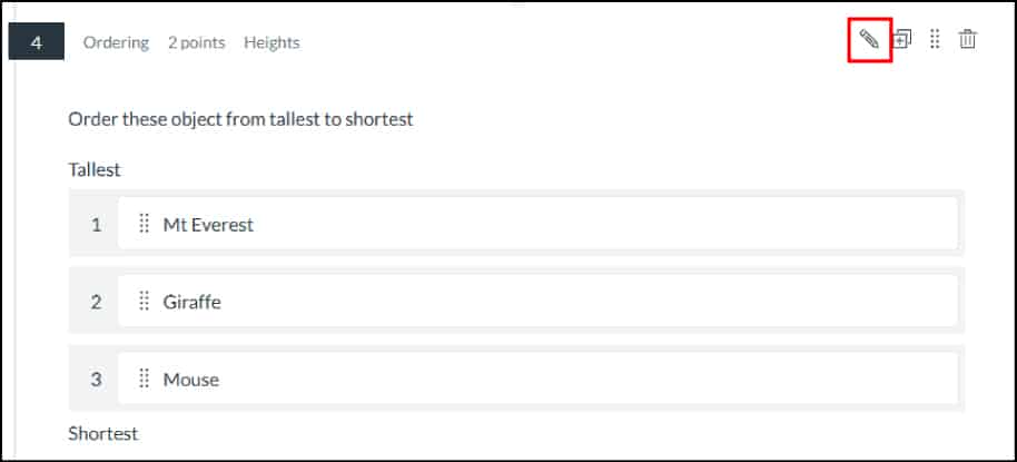Edit button selected 