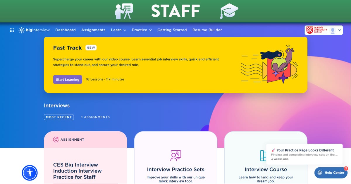 Big Interview dashboard