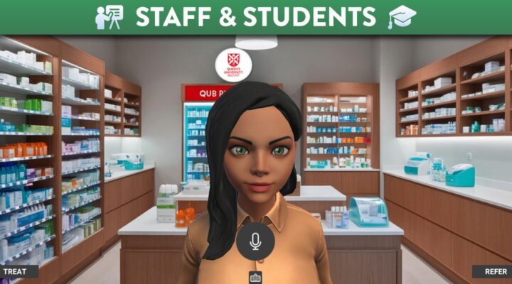 Avatar character speaking to the camera