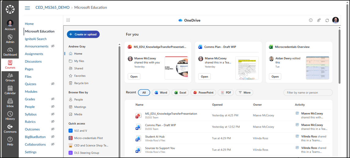 OneDrive within Canvas
