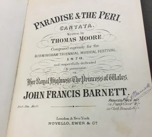 title page: Paradise and the Peri by John francis Barnett