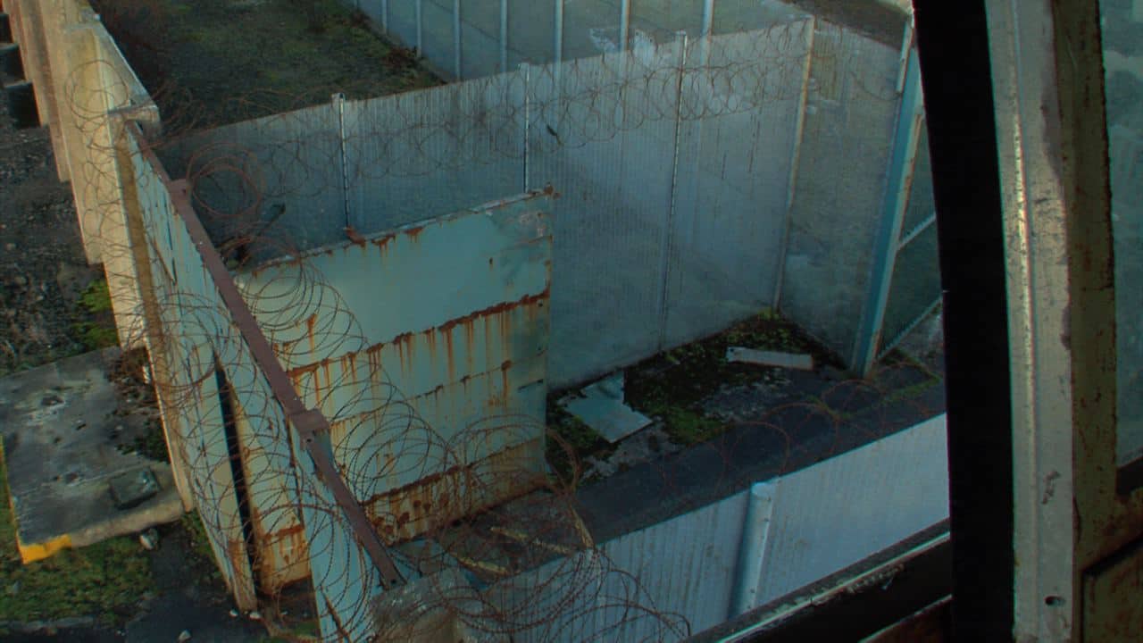 Watchtower view - top down view of fence