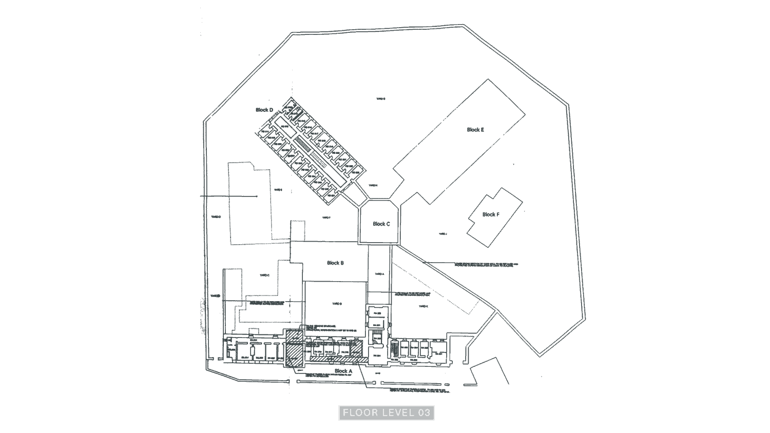 A Floor Plan of Level Three of the Armagh Gaol.