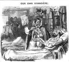 Satiric portrayal of Mary Seacole's activities in the Crimean War.