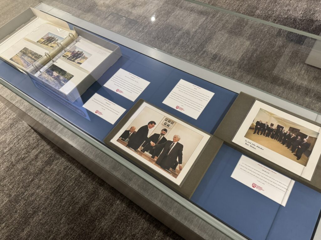 Display case featuring items from the Alderdice Photograph Collection.