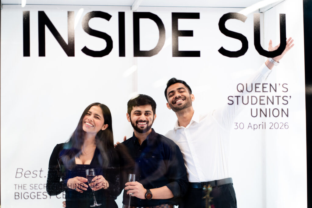 Students enjoying the drinks reception
