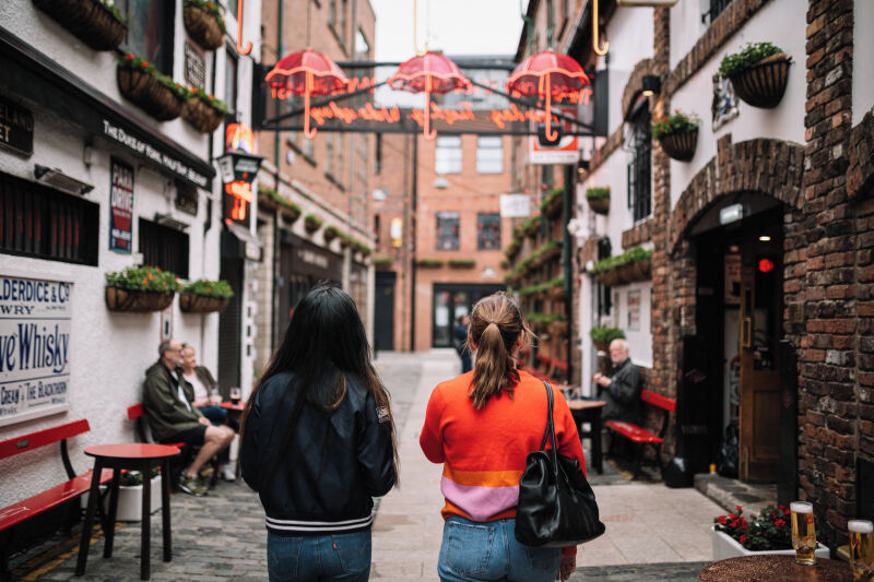 Students walking down popular Belfast street