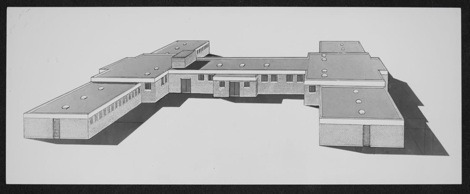 Artist's impression of 'H' block building, 1981. Artist's impression of 'H' block building, 1981.