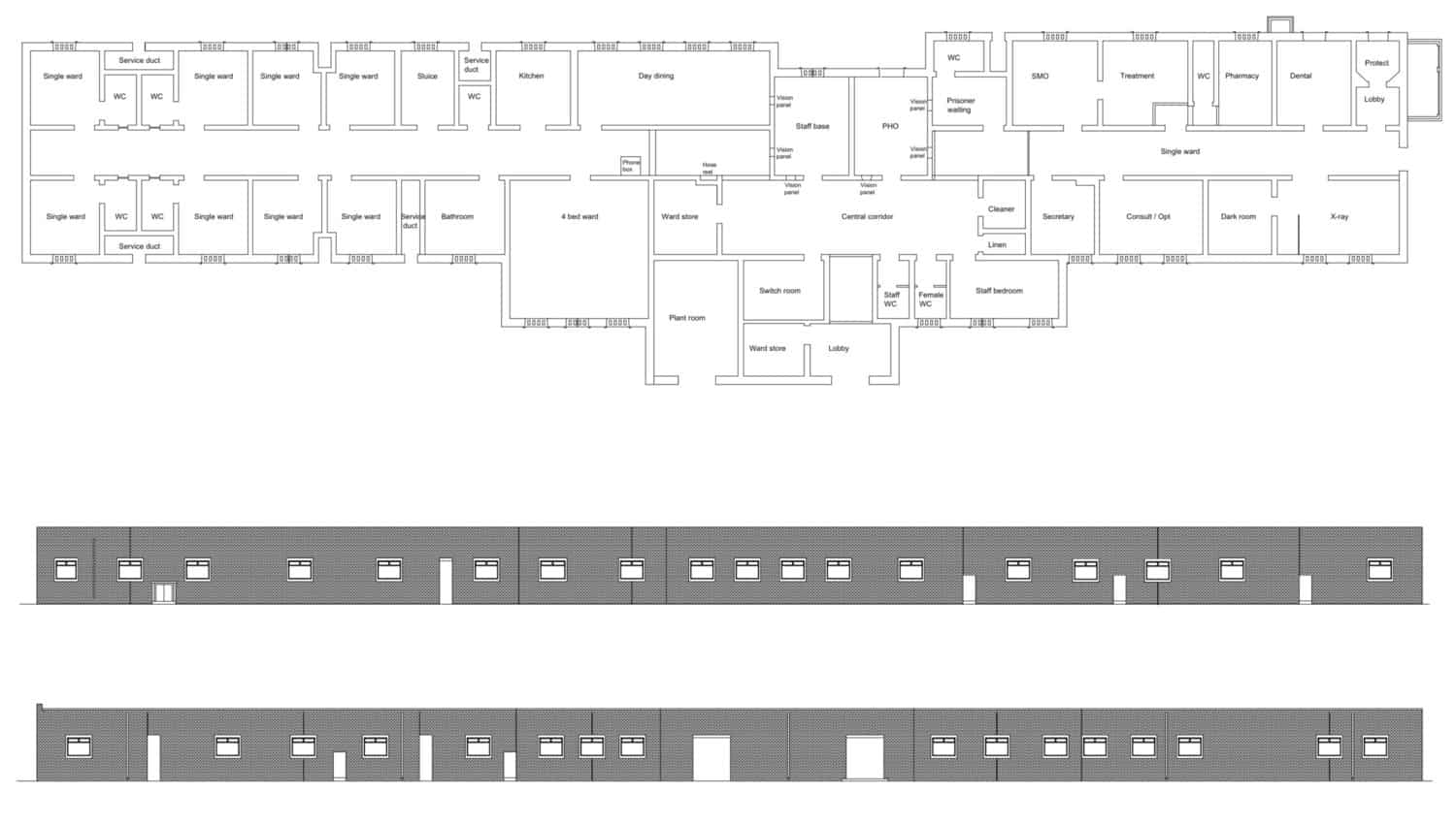 Hospital Plan and Elevations. Hospital Plan and Elevations.