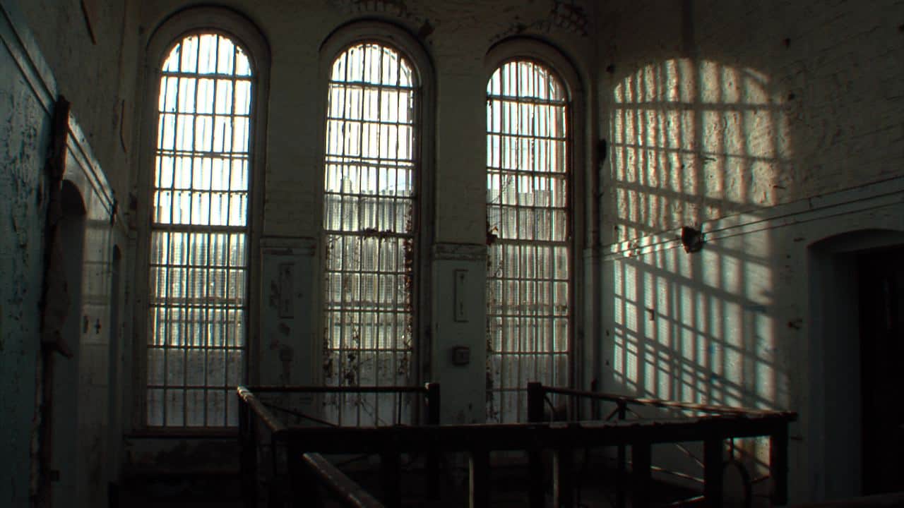 Window grid throwing shade on the second floor. Window grid throwing shade on the second floor.